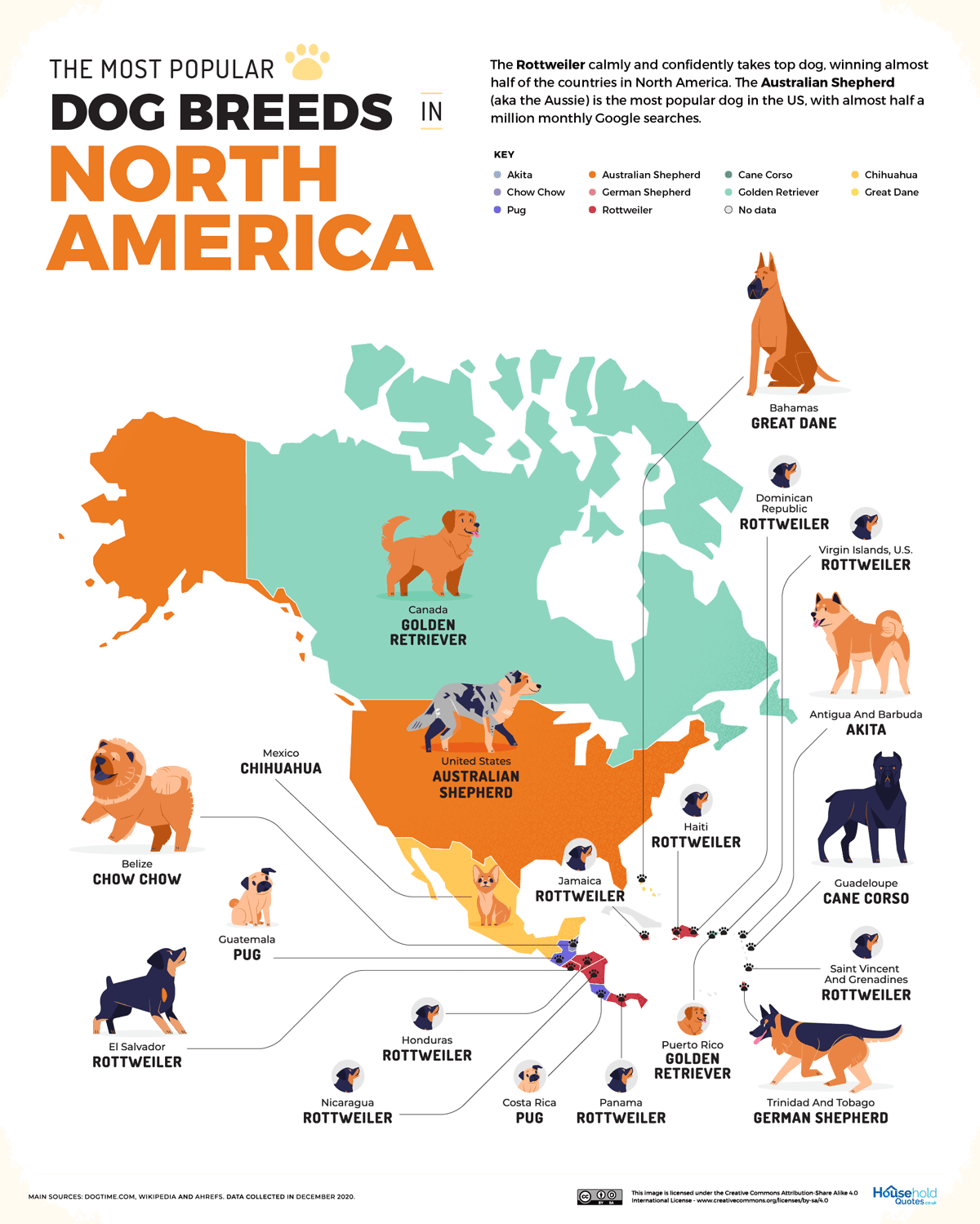 Самые популярные породы собак в Северной Америке